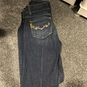 Paige premium denim dark wash stylish embroidery on pockets size 27